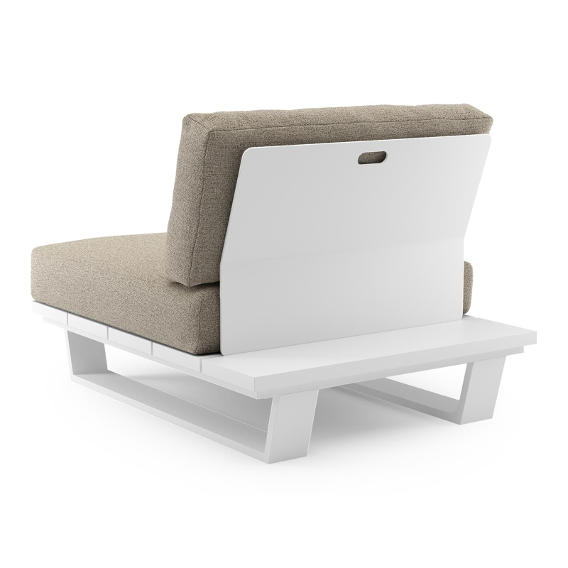 Fauteuil de jardin Pagino en aluminium blanc et coussins en all weather cosytica catania beige