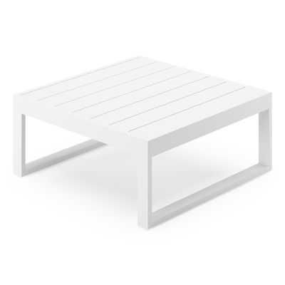 Table de basse Caldela en aluminium blanc - L 70 x l 70 x H 30,5 cm