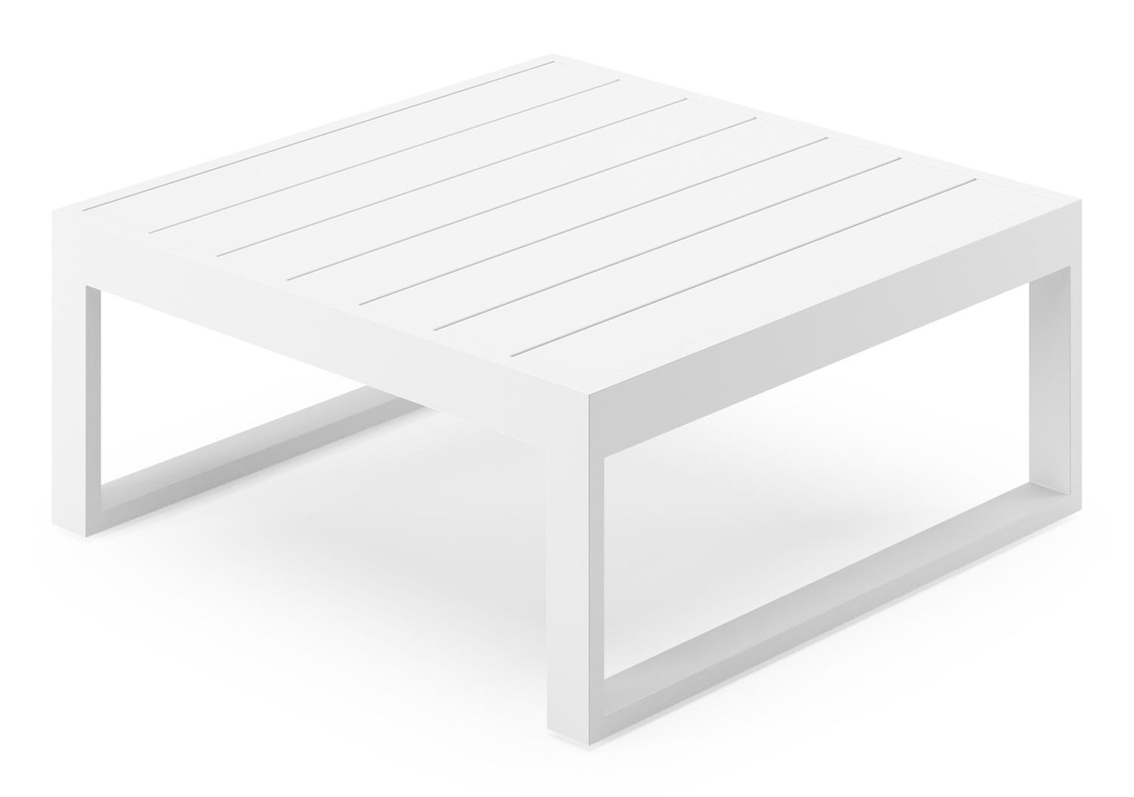 Table de basse Caldela en aluminium blanc - L 70 x l 70 x H 30,5 cm