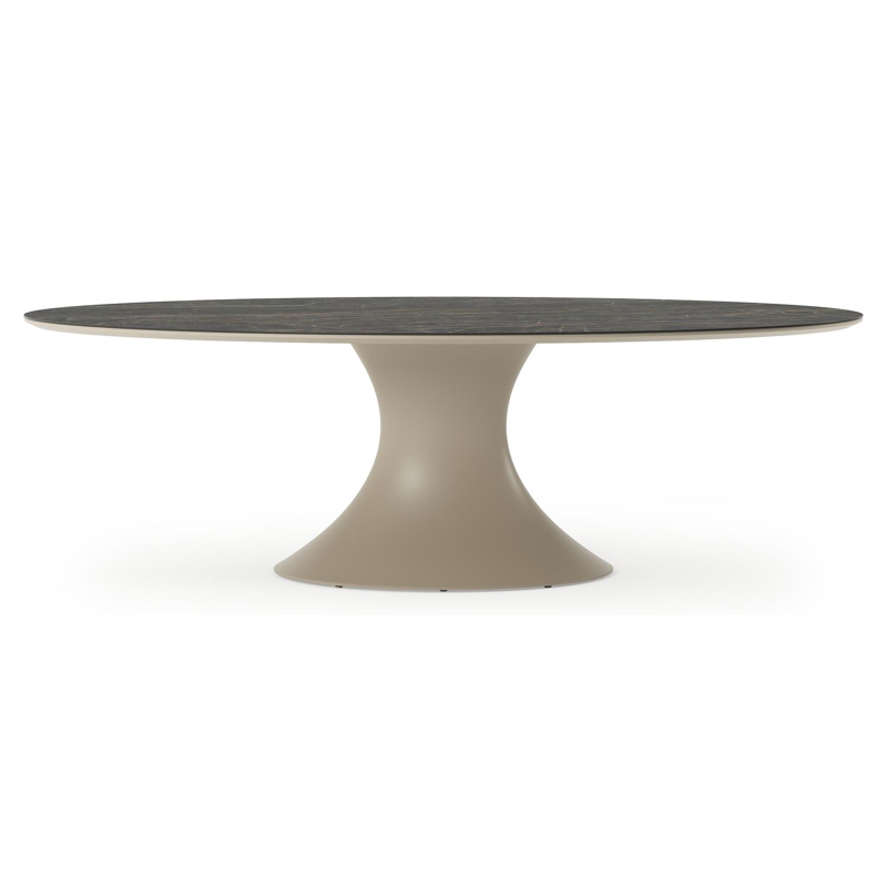 Fano tuintafel ovaal in beige aluminium en volkeramiek Black Obsession - L 240 x B 135 x H 75 cm