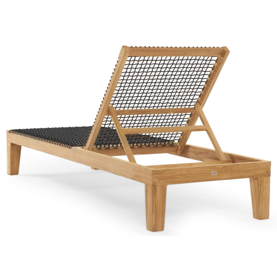 Chaise longue réglable Cosito en naturel teck et noir résine tressée met archi lead all weather sunbrella® luxe coussin