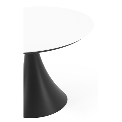 Fano tuintafel rond in zwart aluminium en volkeramiek Arctic White - Dia. 110 x H 75 cm