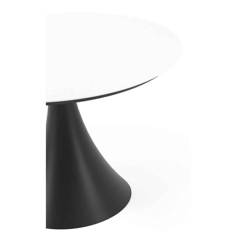 Fano tuintafel rond in zwart aluminium en volkeramiek Arctic White - Dia. 110 x H 75 cm