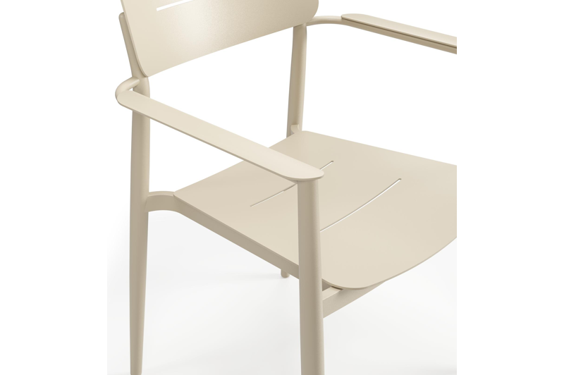 Mosa bootvormige tuinset in beige aluminium en sintered stone crema minerale met 6 Cosa tuinstoelen