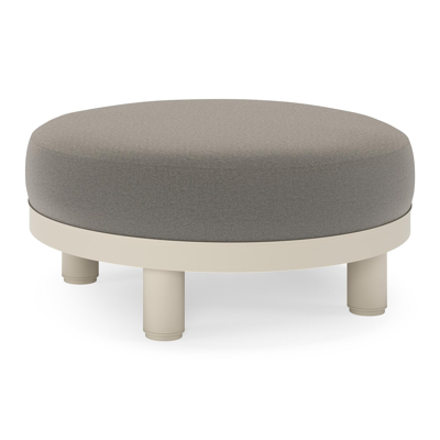 Salon de jardin pouf Donato en aluminium beige et coussins en all weather sunbrella® luxe Natte Dark Taupe