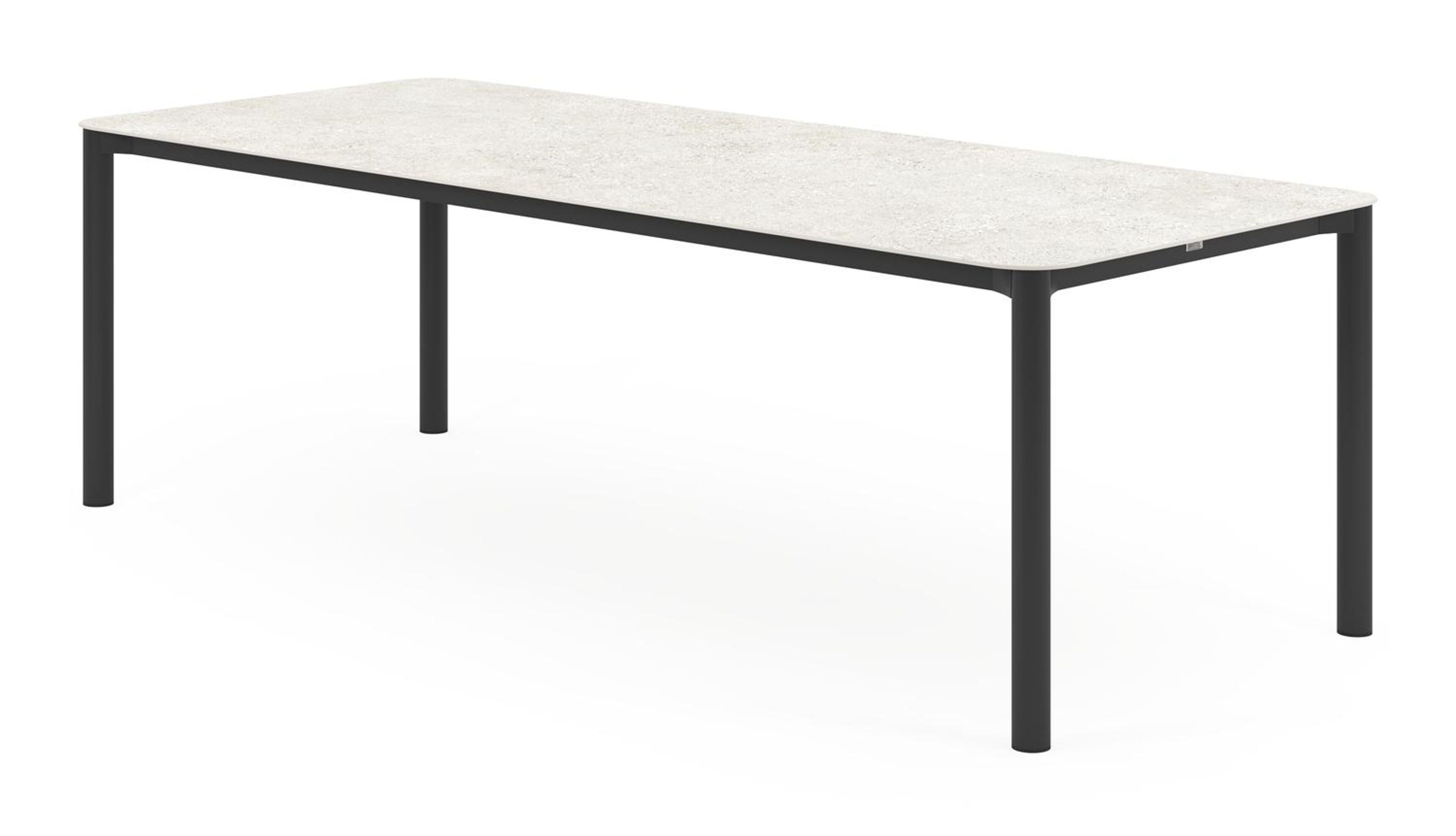 Lugano tuintafel rechthoekig afgerond in zwart aluminium en volkeramiek shilin - L 240 x B 100 x H 75 cm