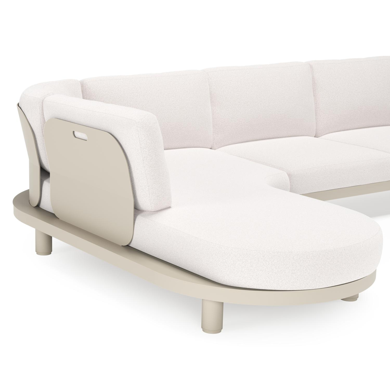 Donato loungehoek in beige aluminium met ego eggshell all weather solica kussen