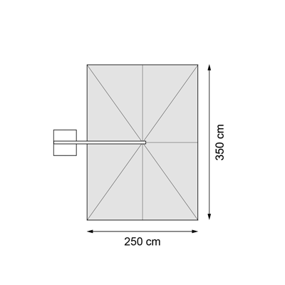 Rufina zweefparasol met tiltfunctie in wit aluminium met beige all weather sunbrella® premium parasoldoek - L1: 250 x L2: 350 cm (met voet)