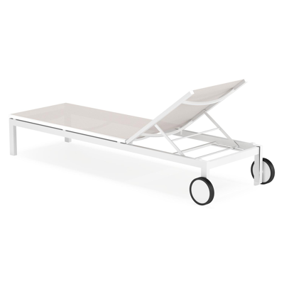 Caravelle verstelbaar ligbed in wit aluminium en beige single textilene