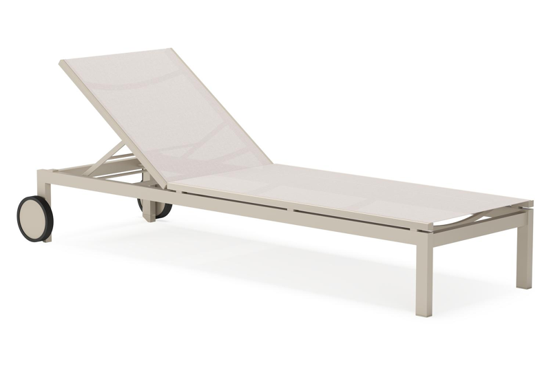 Caravelle verstelbaar ligbed in beige aluminium en beige single textileen