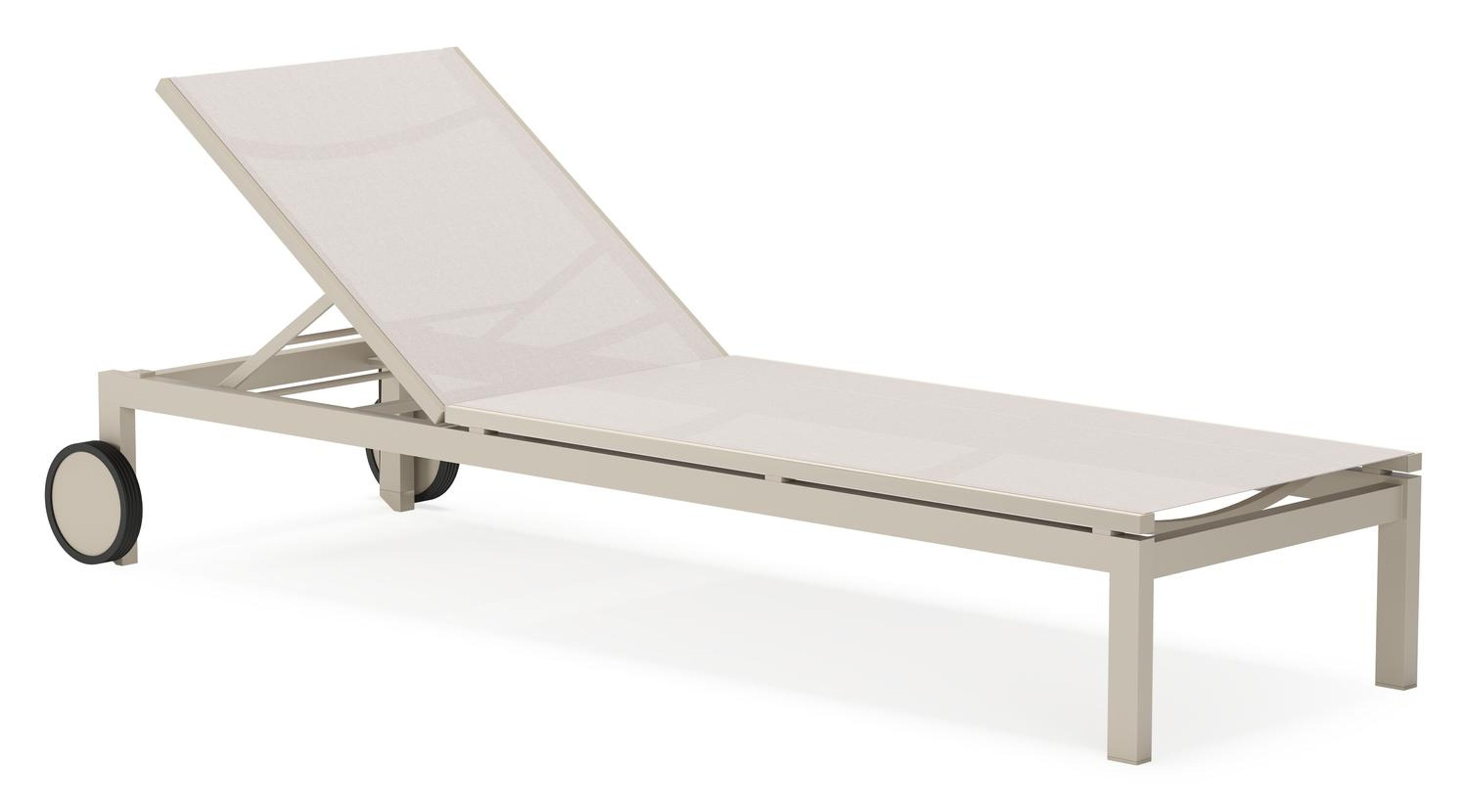 Caravelle verstelbaar ligbed in beige aluminium en beige single textileen