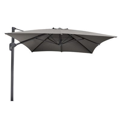 Rufina zweefparasol in zwart aluminium met solid taupe all weather sunbrella® luxe parasoldoek - L1: 300 x L2: 400 cm (zonder voet)