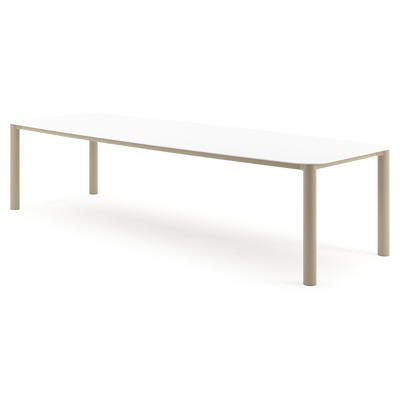 Orso tuintafel bootvorm in beige aluminium en volkeramiek Arctic White - L 315 x B 115 x H 74.5 cm
