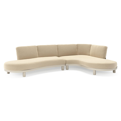 Donato loungehoek in beige aluminium met all weather cosytica Althea Camel kussen