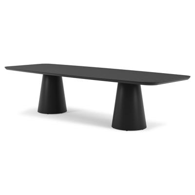 Table de jardin Donato en aluminium noir et céramique pleine nero black - Lg 315 x Larg. 115 x H 74 cm