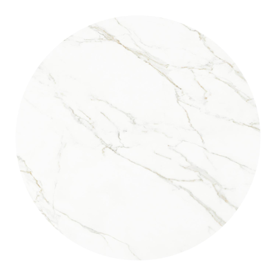 Fano tuintafel rond in zwart aluminium en volkeramiek Calacatta - Dia. 130 x H 75 cm