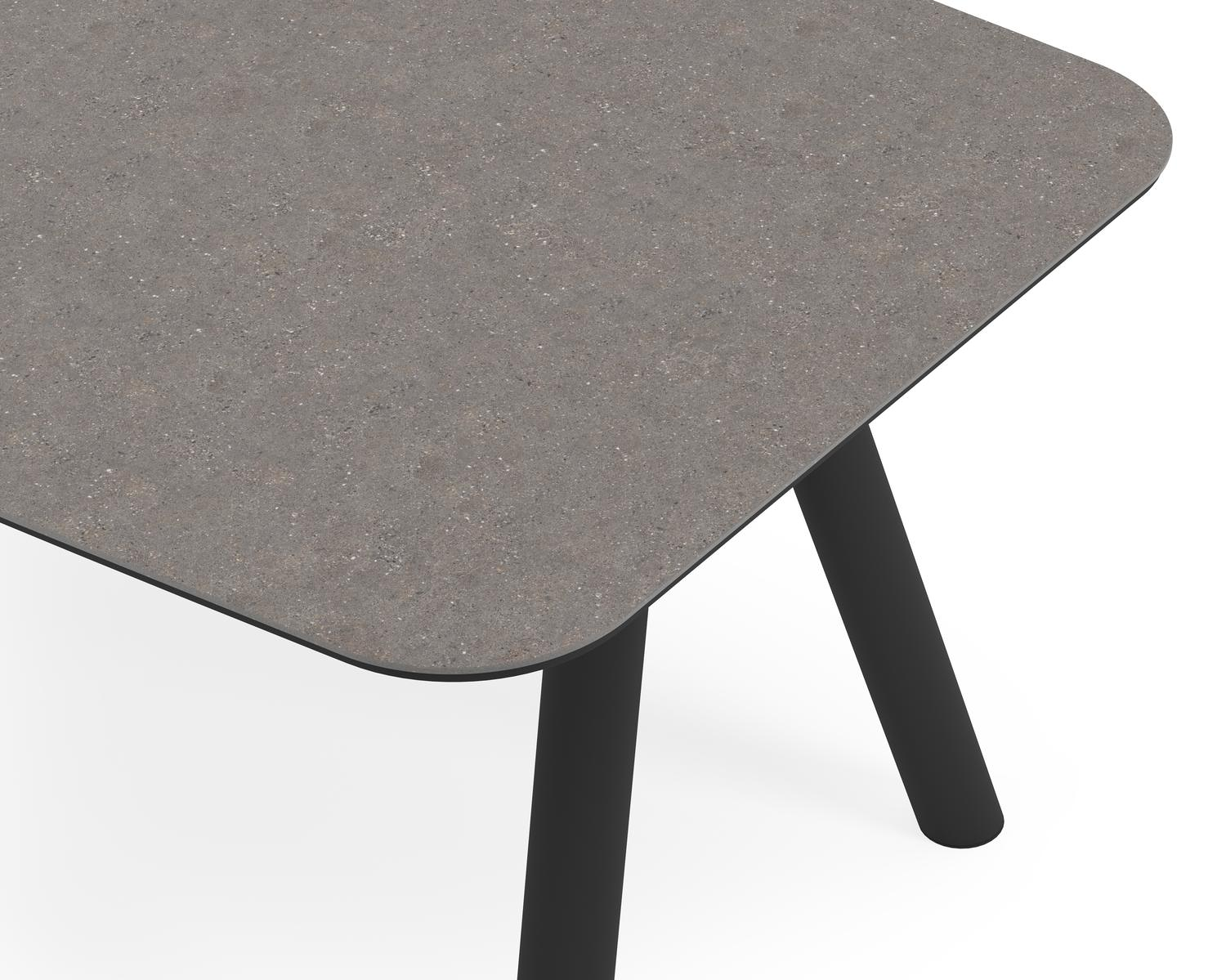 Orso tuintafel bootvorm in zwart aluminium en volkeramiek wulong - L 315 x B 115 x H 73.5 cm