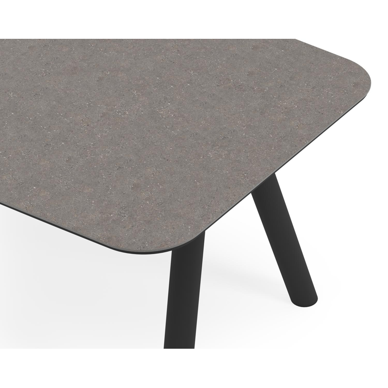 Orso tuintafel bootvorm in zwart aluminium en volkeramiek wulong - L 315 x B 115 x H 73.5 cm