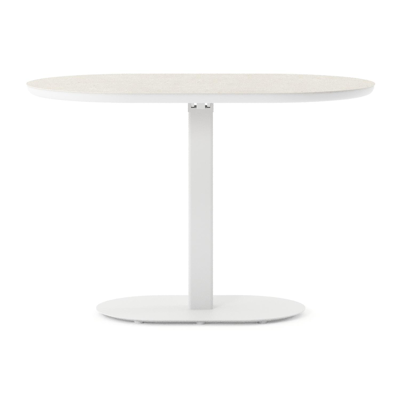 Table de jardin Teramo bombo en aluminium blanc et céramique pleine Shilin - Lg. 110 x Lrg. 70 x Haut. 73.7 cm