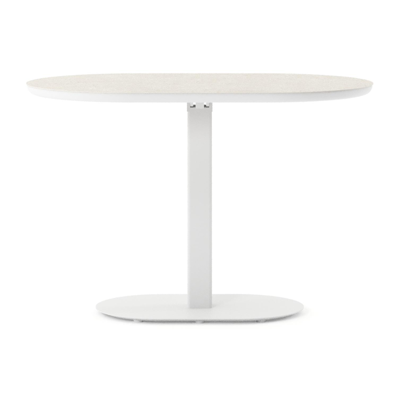 Table de jardin Teramo inclinable bombo en aluminium blanc et céramique pleine Shilin - Lg. 110 x Lrg. 70 x Haut. 73.7 cm