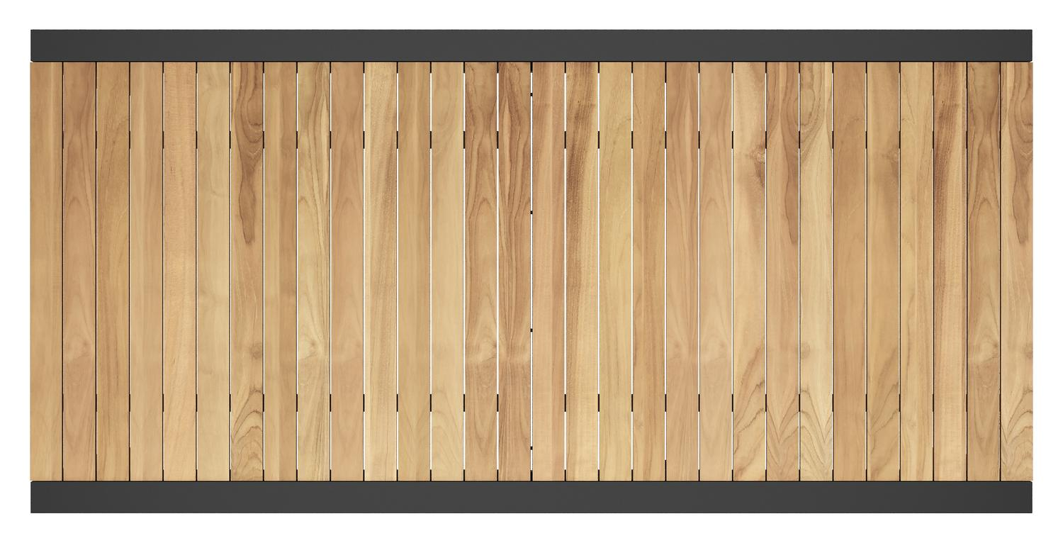 Calobra verlengbare tuintafel in zwart aluminium en teak - L 220/330 x B 107 x H 75 cm