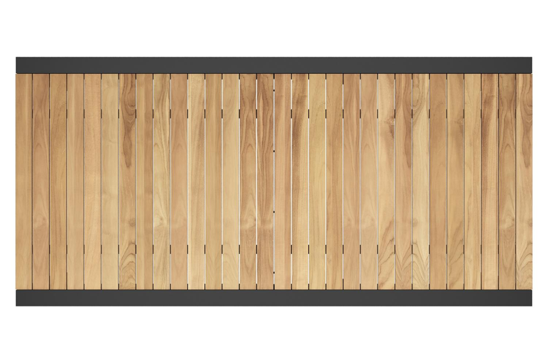 Calobra verlengbare tuintafel in zwart aluminium en teak - L 220/330 x B 107 x H 75 cm