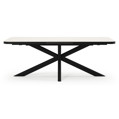 Estella tuintafel rechthoekig in zwart aluminium en Crema Minerale sintered stone - L 200 x B 100 x H 75.5 cm