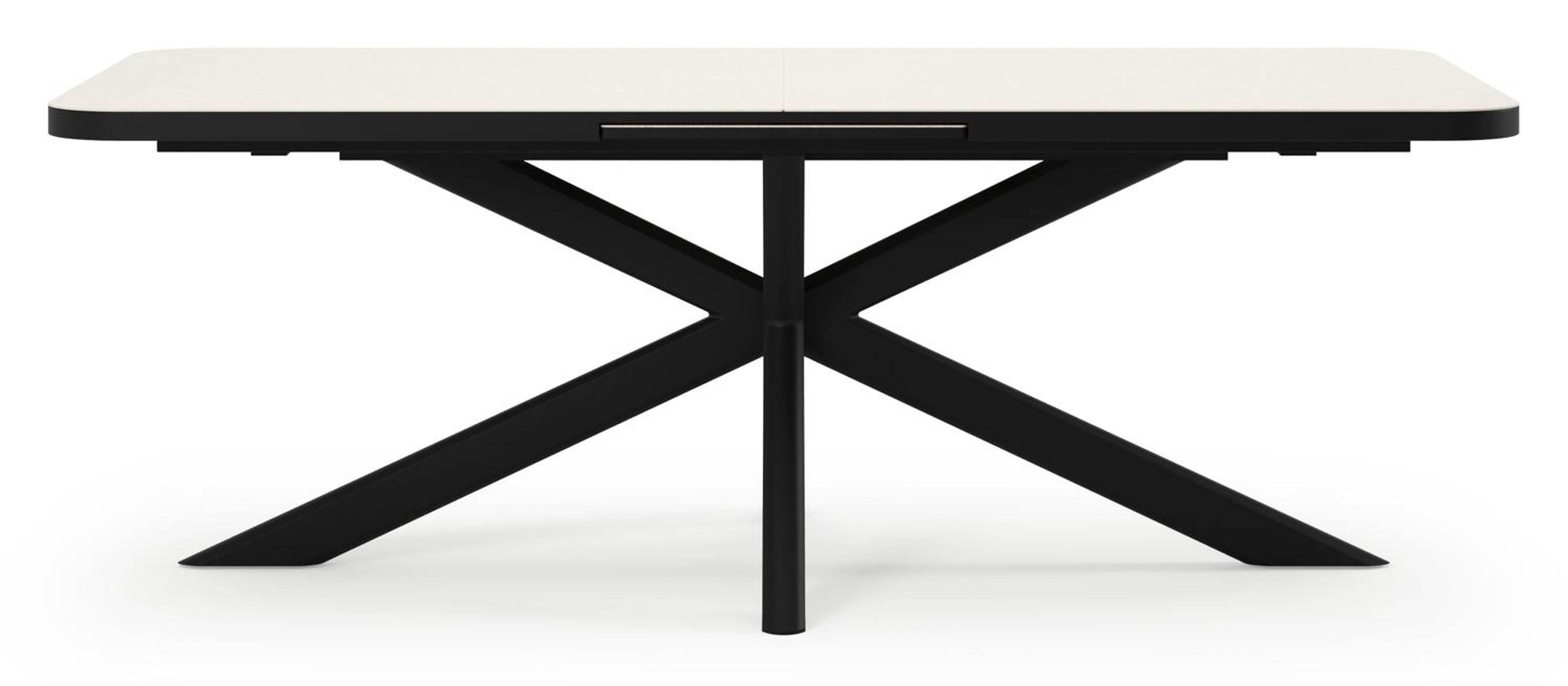 Estella verlengbare tuinset rechthoekig in zwart aluminium en sintered stone Crema minerale met 8 Gerona tuinstoelen