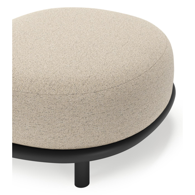 Lupino poef in zwart aluminium met marbella beige all weather cosytica kussen