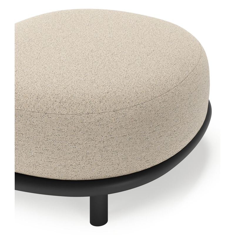 Pouf Lupino en aluminium noir et coussin en all weather cosytica marbella beige