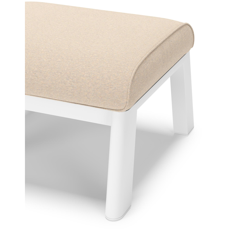 Cirello poef in wit aluminium met heritage papyrus all weather sunbrella® luxe kussen