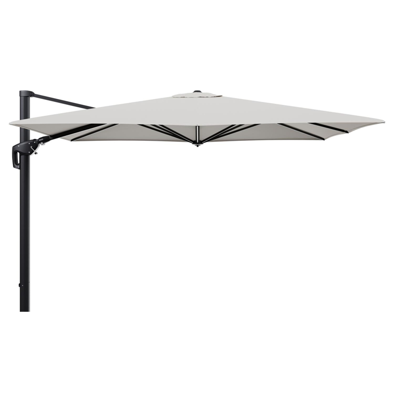 Parasol pendant Minore avec fonction tilt en aluminium noir et toile de parasol en All Weather Sunbrella® Luxe Lopi Marble  - Lg.1: 280 x Lg.2: 370 cm (sans pied de parasol