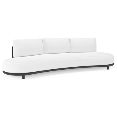 Lomano loungebank in zwart aluminium en zwart verticaal geweven luxe vlakke rope met ego birch all weather solica kussen