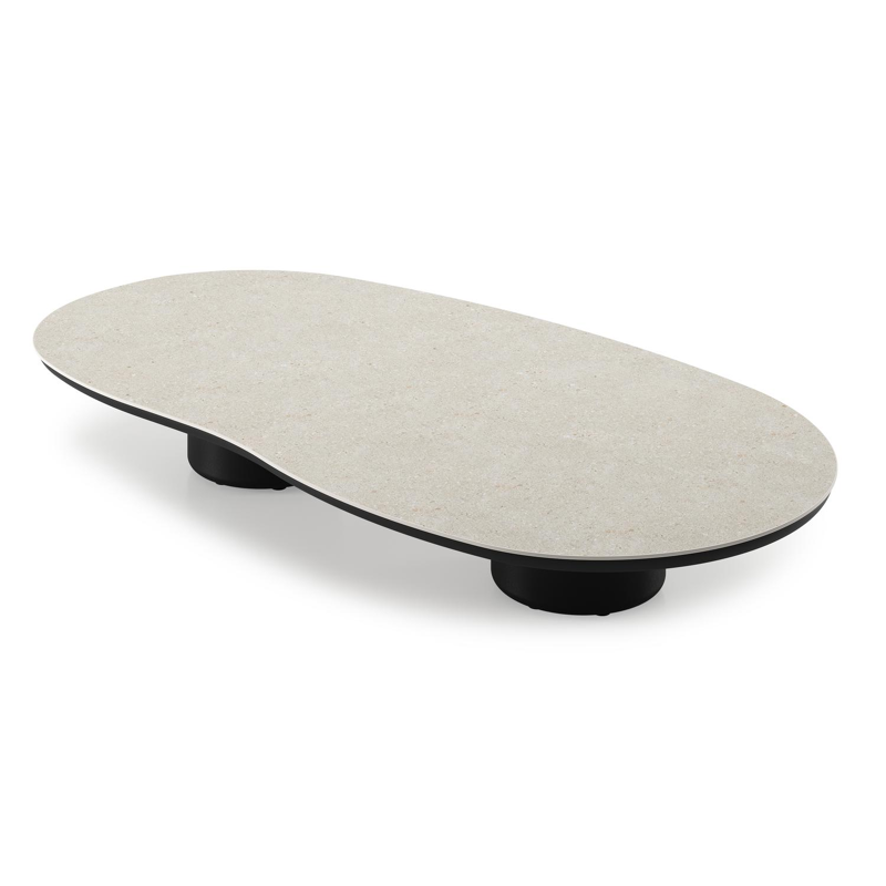 Amico loungetafel organisch in zwart aluminium en volkeramiek Shilin - L 170 x B 91 x H 25 cm