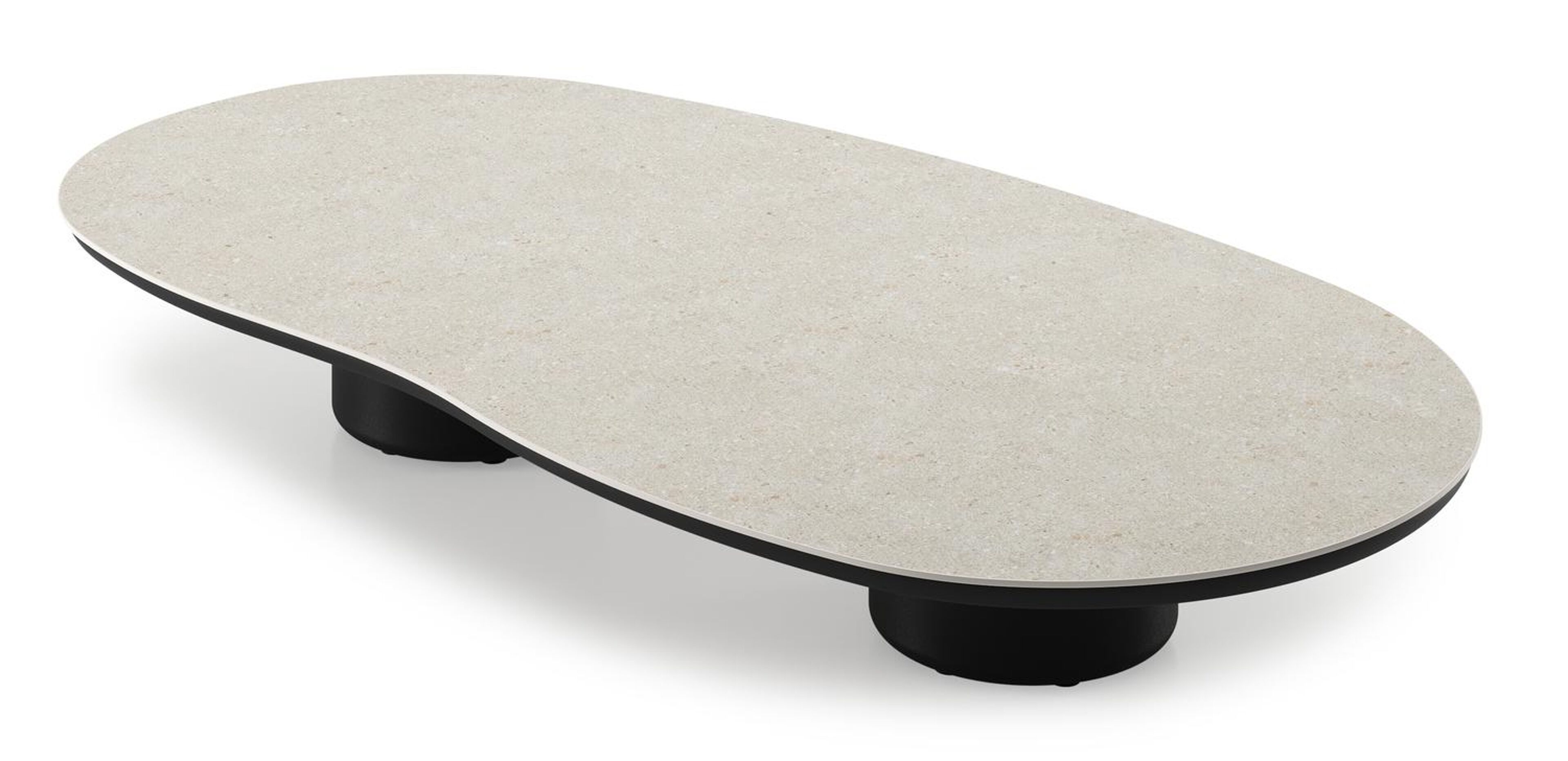 Amico loungetafel organisch in zwart aluminium en volkeramiek Shilin - L 170 x B 91 x H 25 cm