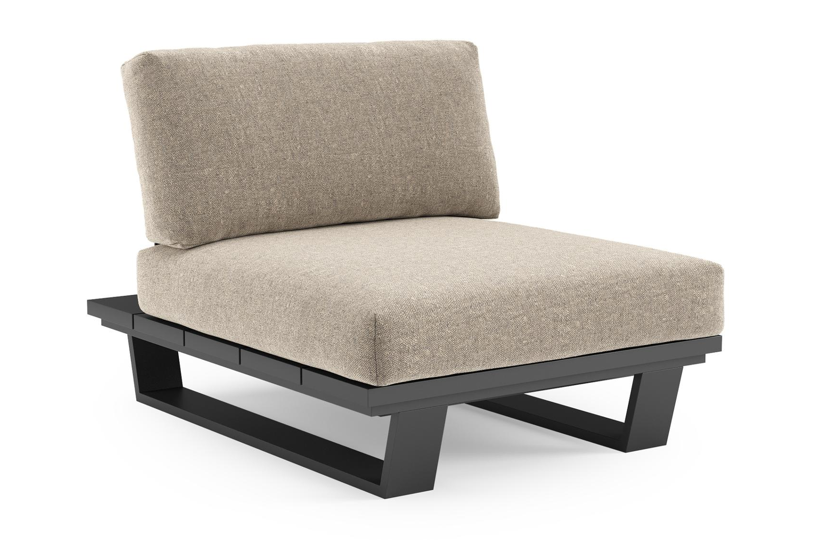 Pagino loungestoel in zwart aluminium met chartres pewter all weather sunbrella® luxe kussen