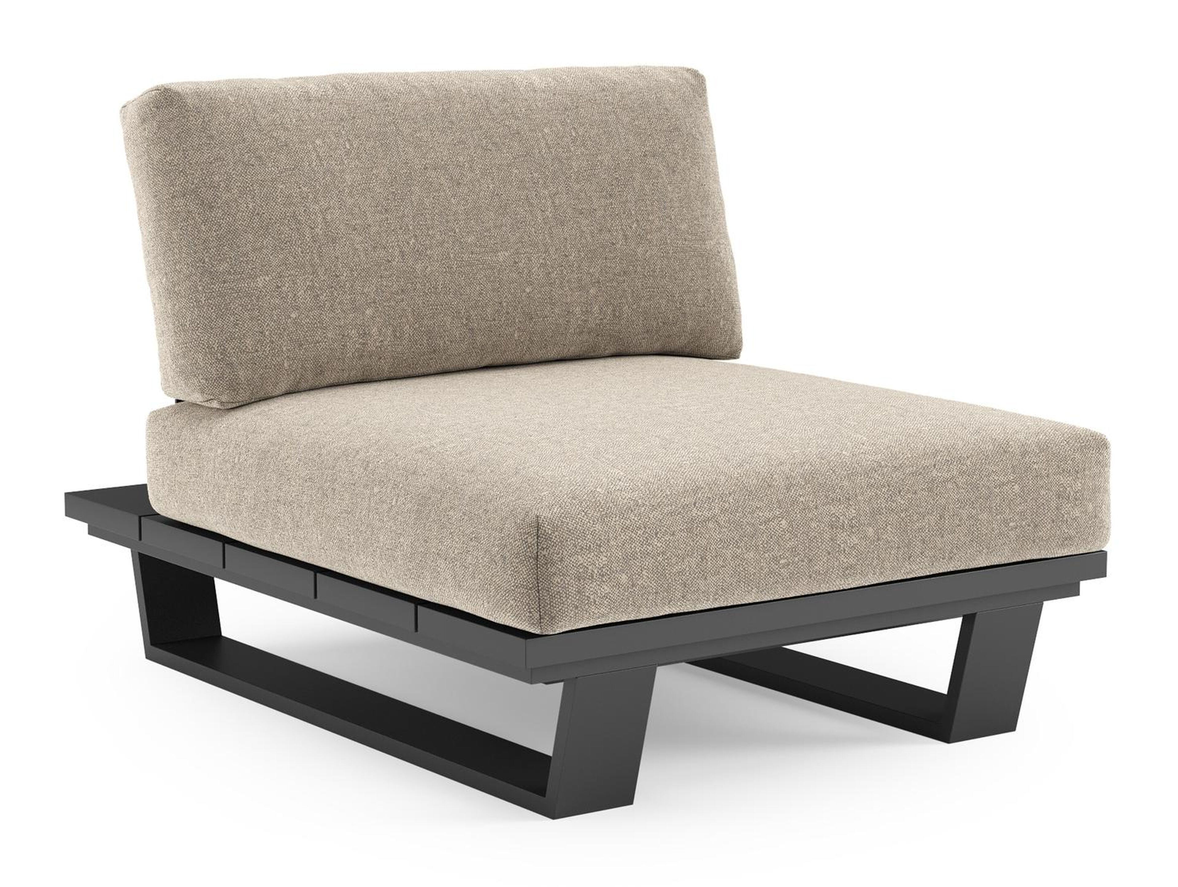 Pagino loungestoel in zwart aluminium met chartres pewter all weather sunbrella® luxe kussen