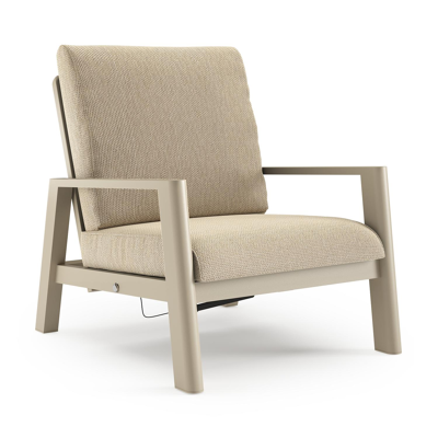 Cirello loungestoel in beige aluminium met althea camel all weather cosytica kussen