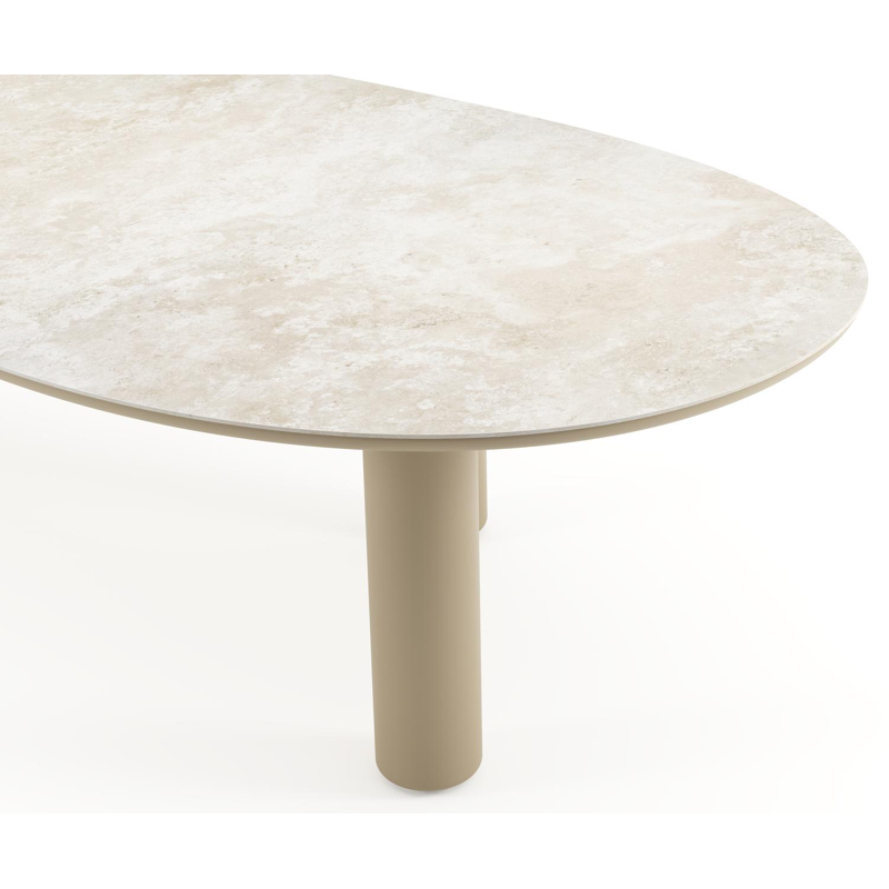 Amico tuintafel organisch in beige aluminium en volkeramiek Rapolano - L 320 x B 145 x H 73.5 cm