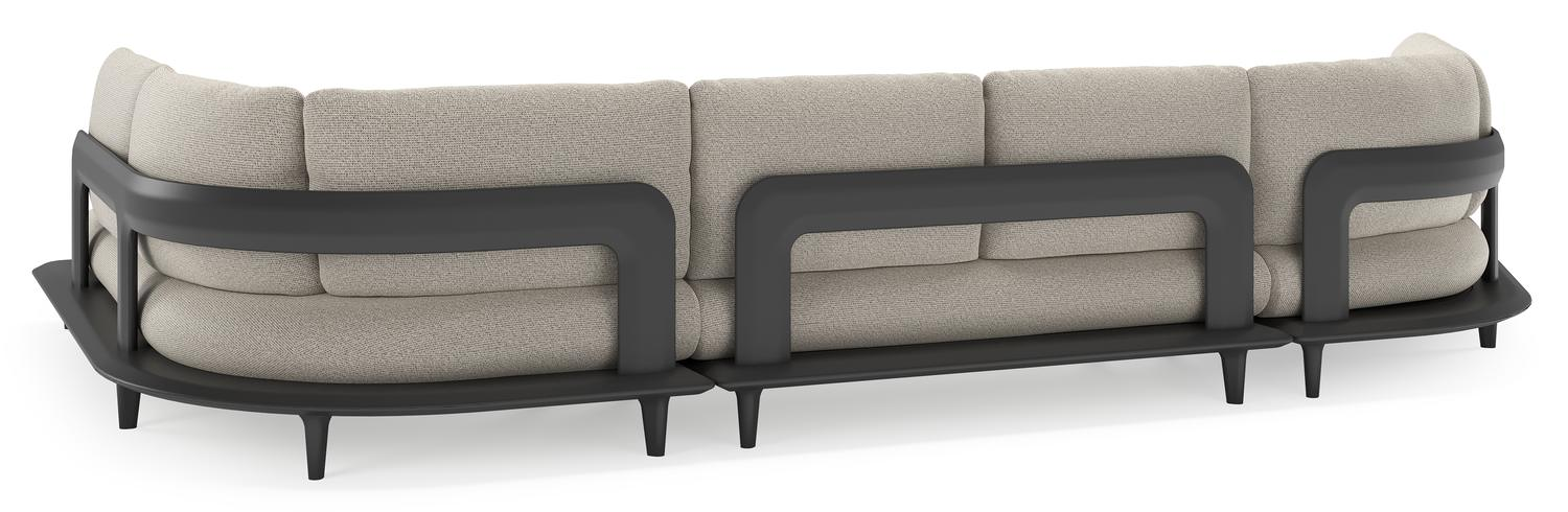 Bomero loungehoek in zwart aluminium met firenze sand all weather solica kussen