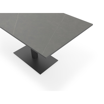 Table de jardin Piemonte en aluminium noir et céramique pleine calatorao - Lg 140 x Larg. 80 x H 72,5 cm