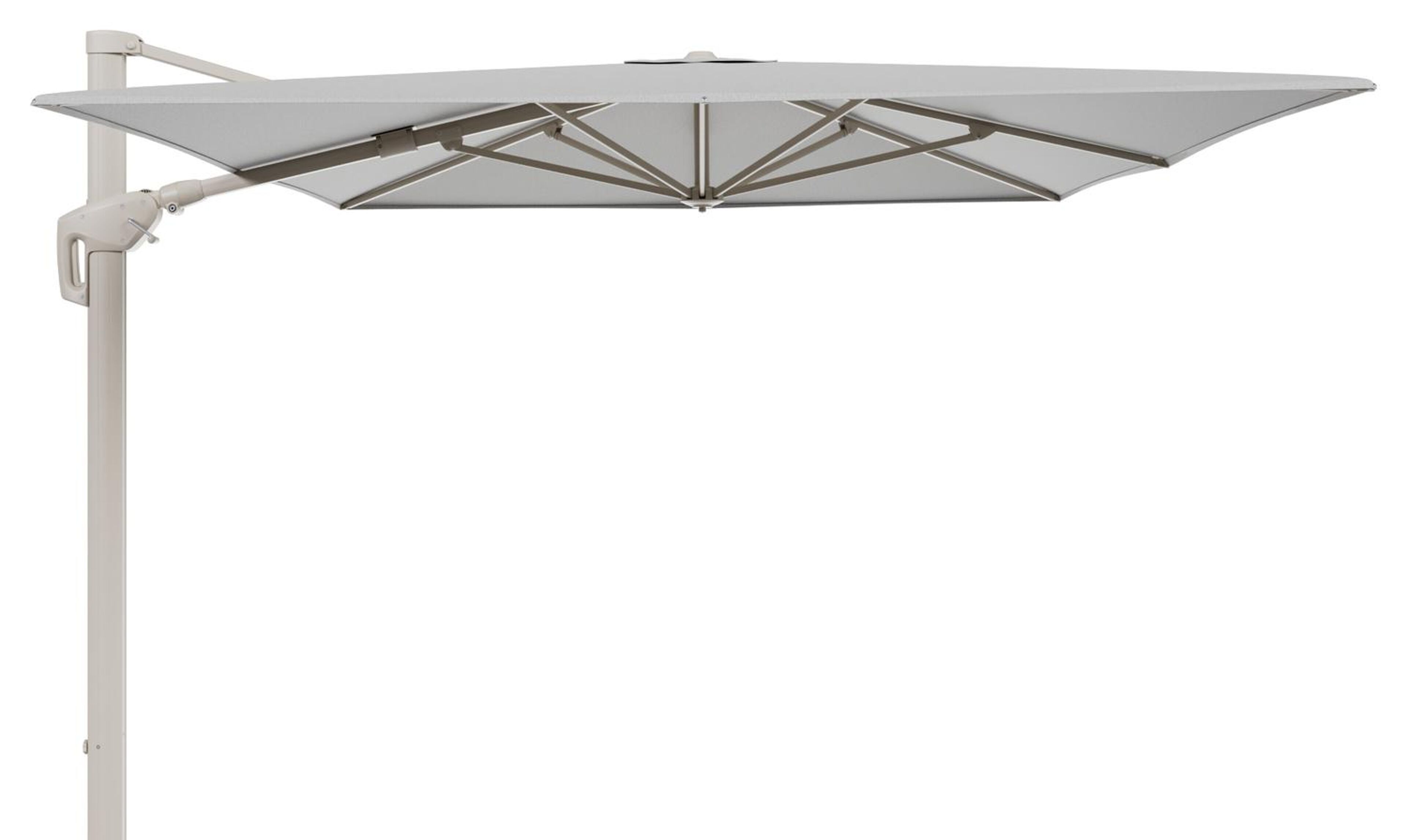 Minore zweefparasol met tiltfunctie in beige aluminium en Savane Nimbus All Weather Sunbrella® Luxe parasoldoek - L1: 400 x L2: 300 cm (zonder voet)
