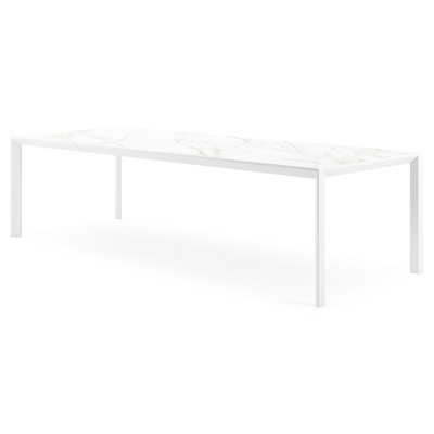 Malito tuintafel in wit aluminium en volkeramiek calacatta - L 280 x B 110 x H 75 cm