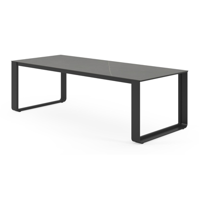 Table de jardin Atessa en aluminium noir et céramique pleine calatorao - Lg 240 x Larg, 100 x H 75 cm