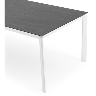 Cirello tuintafel rechthoekig in wit aluminium en volkeramiek Basalt Black - L 240 x B 100 x H 75 cm
