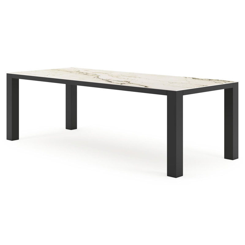 Nano tuintafel rechthoekig in zwart aluminium en volkeramiek colorado dunes - L 240 x B 100 x H 75 cm