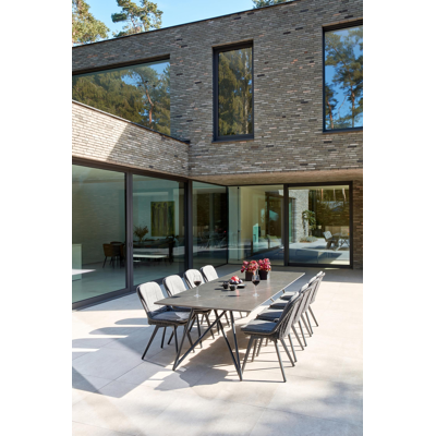 Orso tuintafel in zwart aluminium met tafelblad in volkeramiek - L 280 x B 110 cm