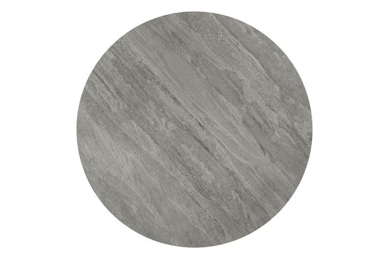 Amico low dining tuintafel rond in zwart aluminium en volkeramiek Aspen Grey - Dia. 148 x H 61 cm