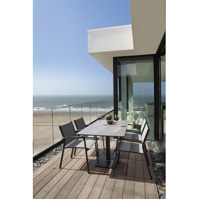 Chaise de jardin empilable Lago noire-grise - aluminium et textilène