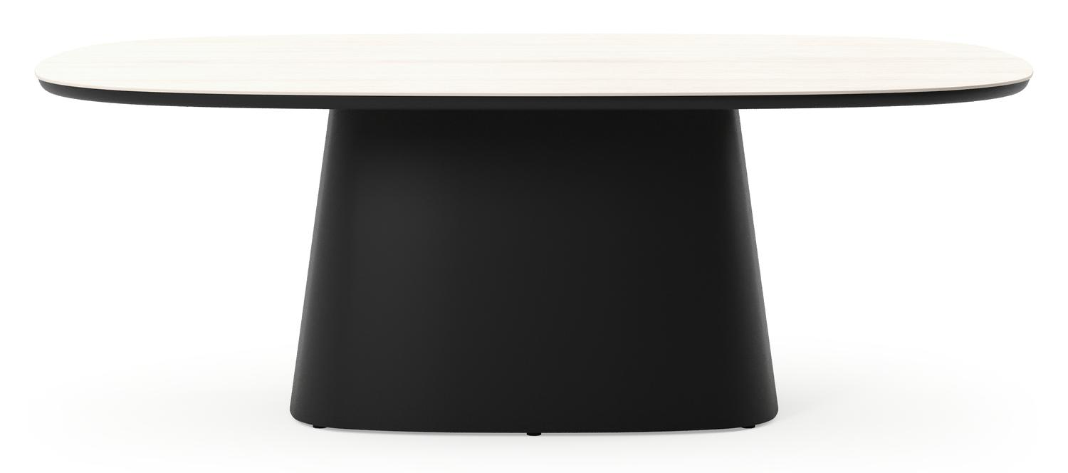 Amico tuintafel bombo xl in zwart aluminium en volkeramiek Travertino Bianco - L 210 x B 148 x H 73.5 cm